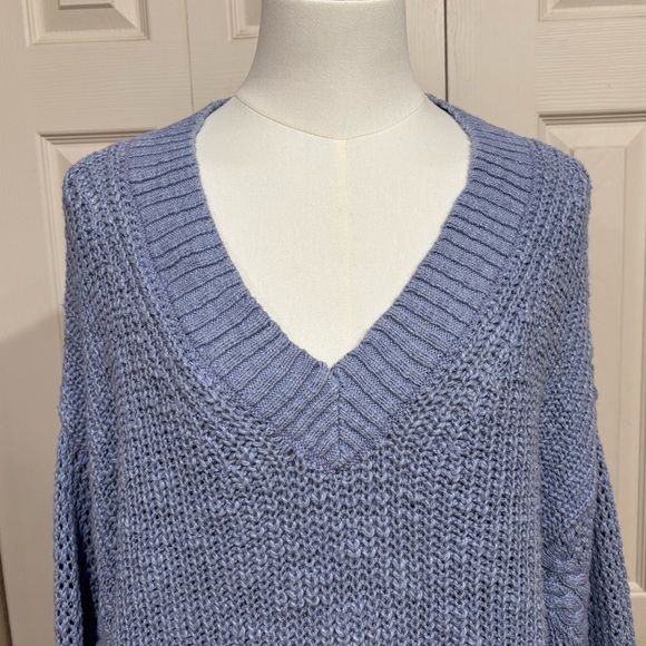 American Eagle Outfitters Light Blue V-Neck Sweater - Picture 10 of 16